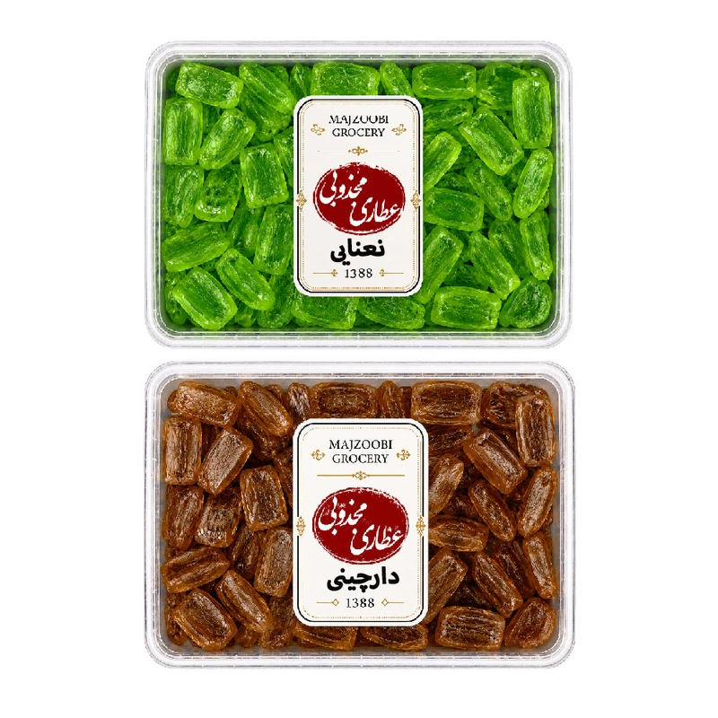آبنبات دارچینی و آبنبات نعنایی عطاری مجذوبی - 400 گرم بسته 2 عددی
