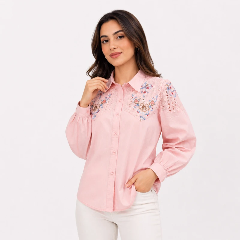 شومیز زنانه آستین بلند مدل گلدوزی