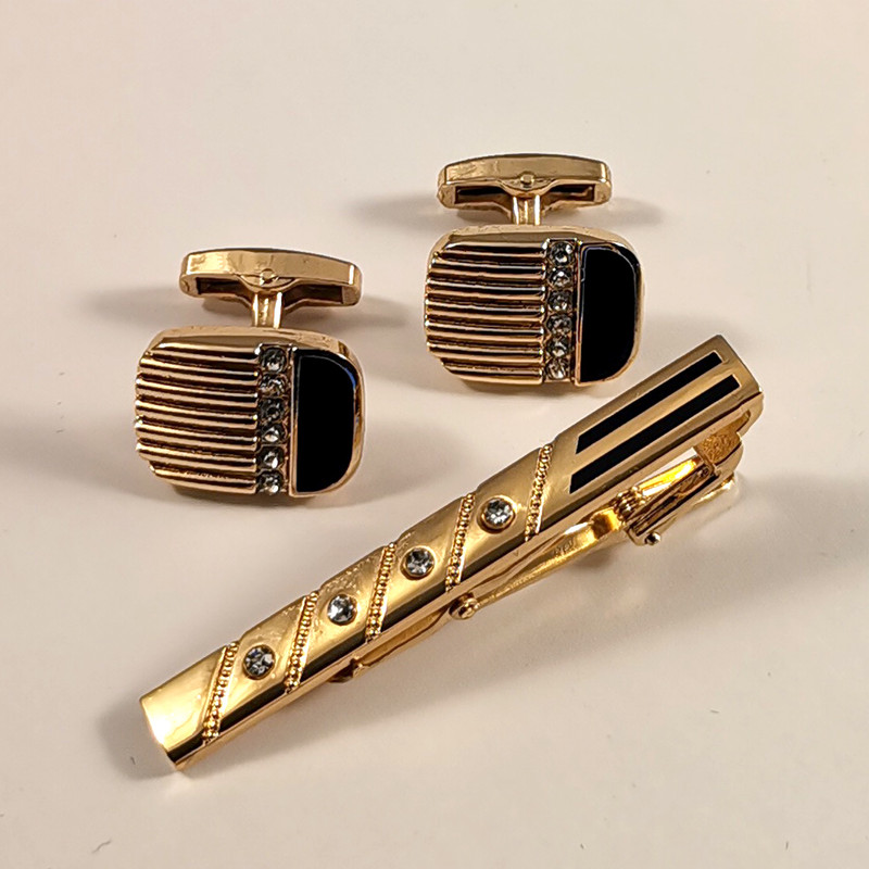 ست دکمه سردست و گیره کراوات مردانه مدل 553