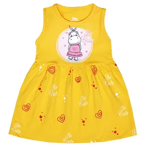 پیراهن دخترانه مدل اسب آبی رنگ زرد