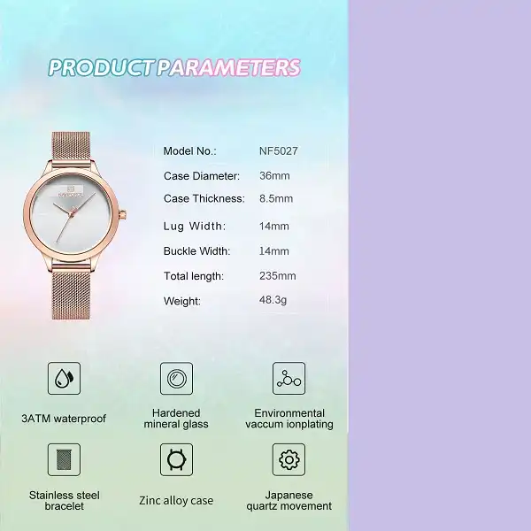 ساعت مچی عقربه ای زنانه نیوی فورس مدل 5027WH