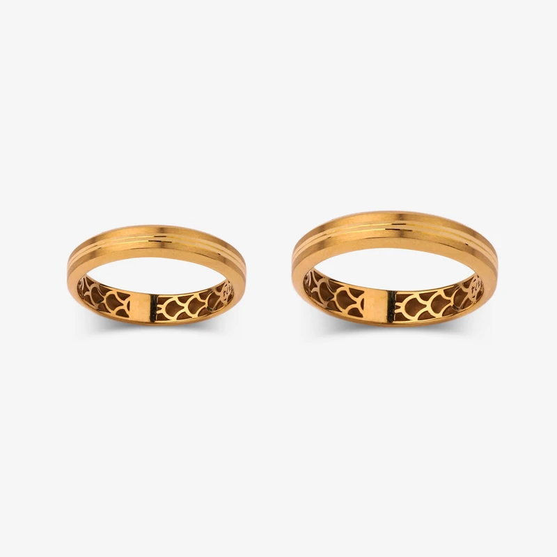 ست حلقه طلا 18 عیار زنانه و مردانه گلدم مدل حلقه ستR343016