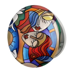 آینه جیبی خندالو طرح نقاشی انتزاعی مدل تاشو کد 5307 