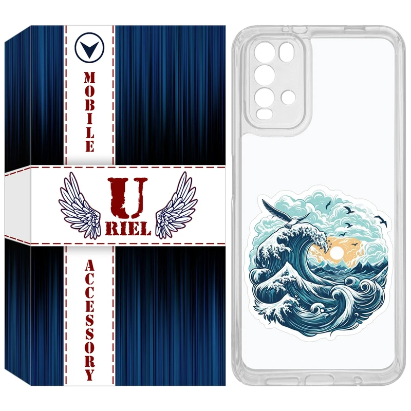کاور یوریل مدل Clear کد 99 طرح موج دریا مناسب برای گوشی موبایل شیائومی Redmi 9T / Poco M3