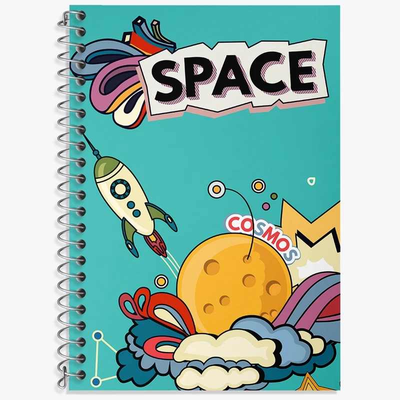 دفتر زبان 50 برگ خندالو مدل دو خط طرح فضایی کد N589