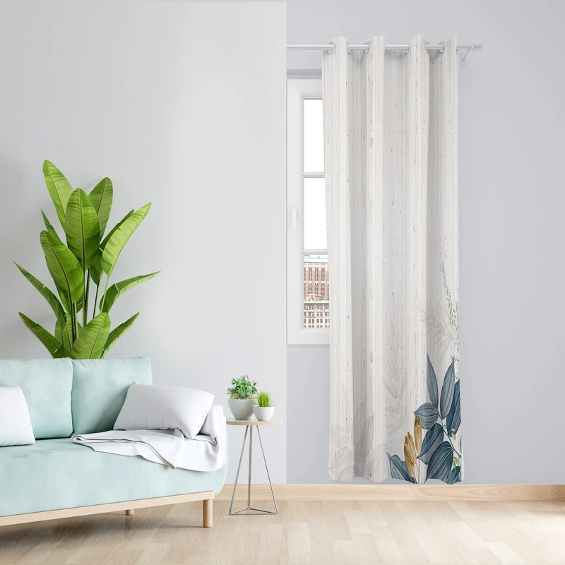 پرده طرح برگ مدل مخمل پانچی کد 2674 z سایز 140x200 سانتی متر