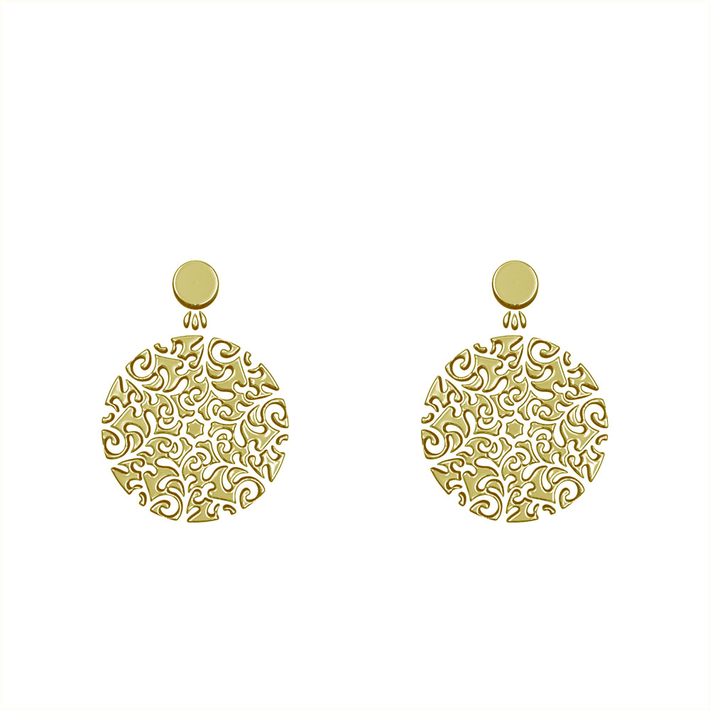 گوشواره طلا 18 عیار زنانه مدوپد مدل دایره اسلیمی کد GA1-13003