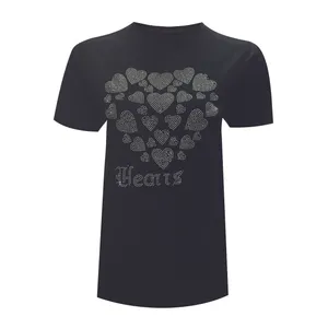 تی شرت آستین کوتاه زنانه مدل نگین دار قلب کد DKCOP 428