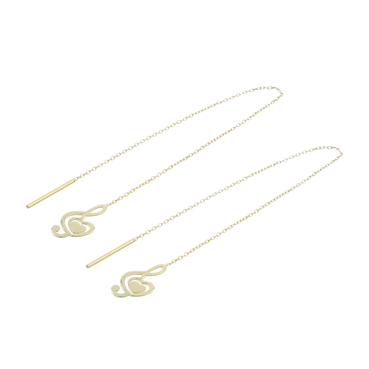 گوشواره طلا 18 عیار زنانه مدل بخیه ای طرح نت موسیقی کد GE005