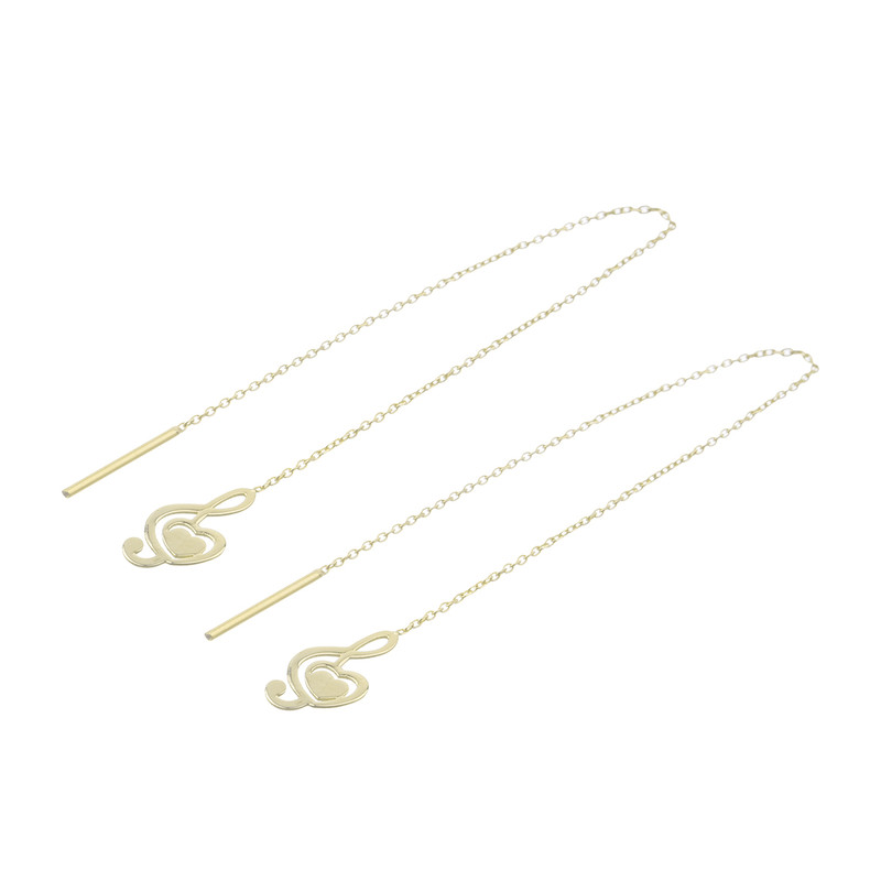 گوشواره طلا 18 عیار زنانه مدل بخیه ای طرح نت موسیقی کد GE005 - 2