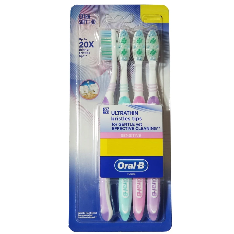 مسواک اورال-بی مدل ULTRTHIN BRISTLES با برس خیلی نرم بسته 4 عددی