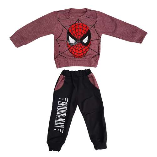 ست سویشرت و شلوار پسرانه مدل نقاب اسپایدرمن رنگ صورتی