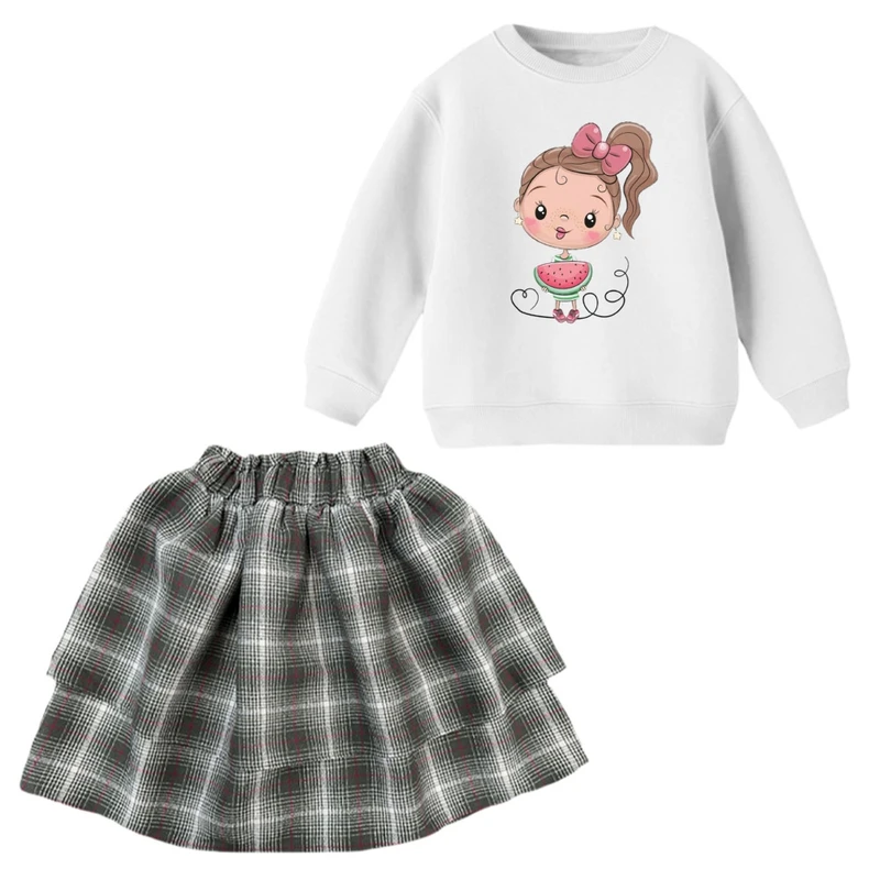 ست سویشرت و دامن دخترانه مدل دخترک یلدایی کد  10