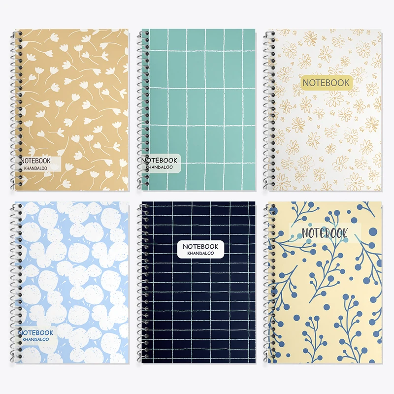 دفتر زبان 50 برگ خندالو مدل دو خط طرح پترن فانتزی کد 73 مجموعه 6 عددی