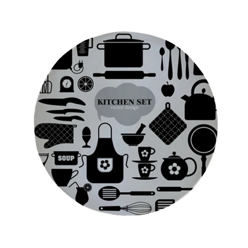      پادری مدل دایره طرح ابزار آشپزی کد 8074 سایز 90 × 90 سانتی متر