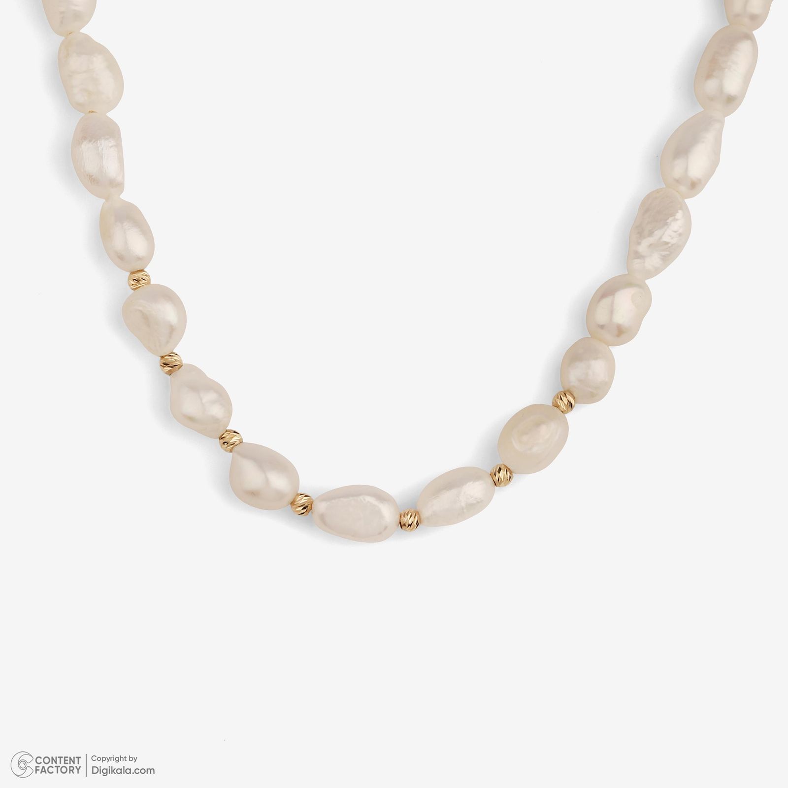 گردنبند طلا 18 عیار زنانه با زنجیر مروارید وی گالری مدل گوی البرنادو و باروک کد NC4119 -  - 7