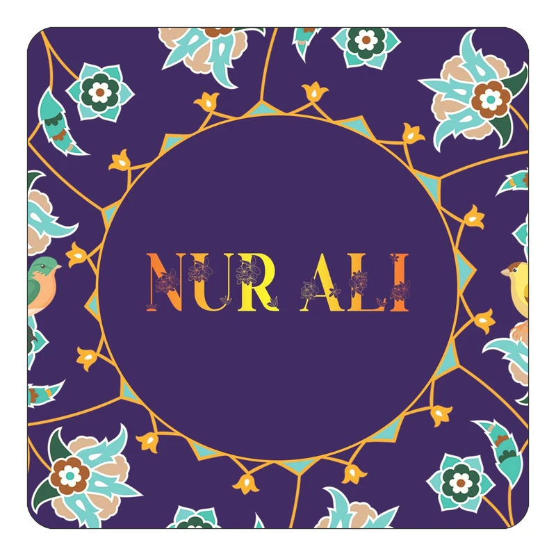 مگنت کاکتی طرح اسم نورعلی nur ali مدل گل و بلبل کد mg16517