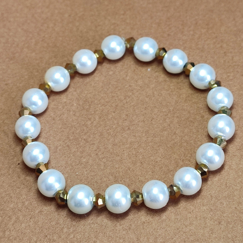 دستبند زنانه مدل مروارید مینیمال مجموعه 2 عددی