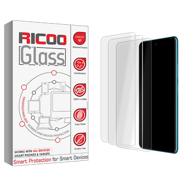 محافظ صفحه نمایش شیشه ای ریکو مدل Ricoo Glass MIX3 مناسب برای گوشی موبایل شیائومی Poco X3 بسته سه عددی