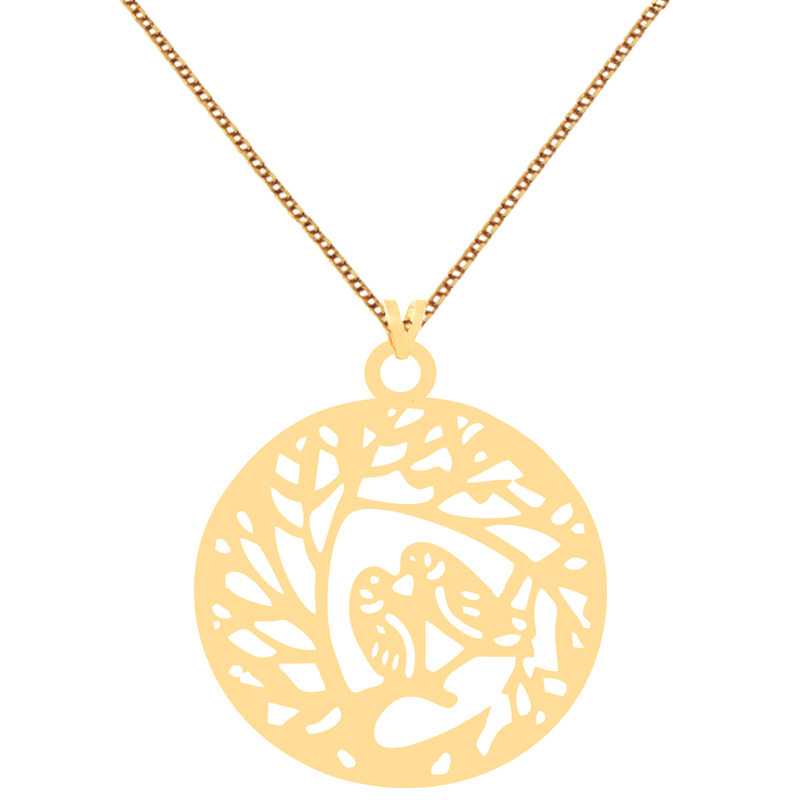 گردنبند طلا 18 عیار زنانه کرابو طرح پرنده و درخت مدل Kr70584
