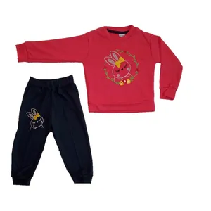 ست سویشرت و شلوار دخترانه مدل خرگوشک 474 رنگ سرخابی