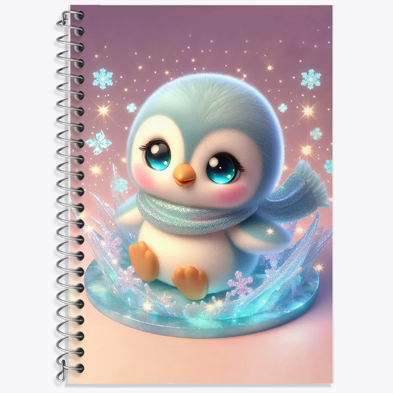 دفتر زبان 50 برگ خندالو مدل سه خط طرح پنگوئن کیوت کد F5368