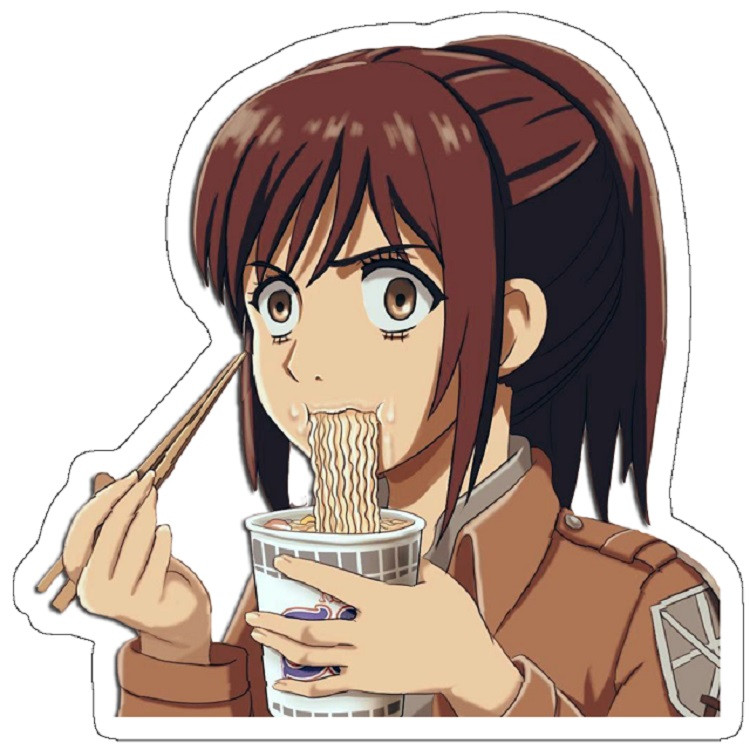 استیکر مدل Sasha (Attack on Titan) Eating Noodles