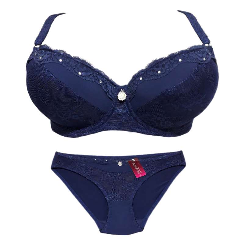 ست شورت و سوتین زنانه مدل اسفنجی فنردار رنگ سرمه ای