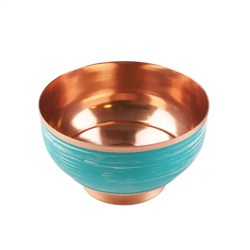 کاسه مسی مدل پایه دار طرح خطی