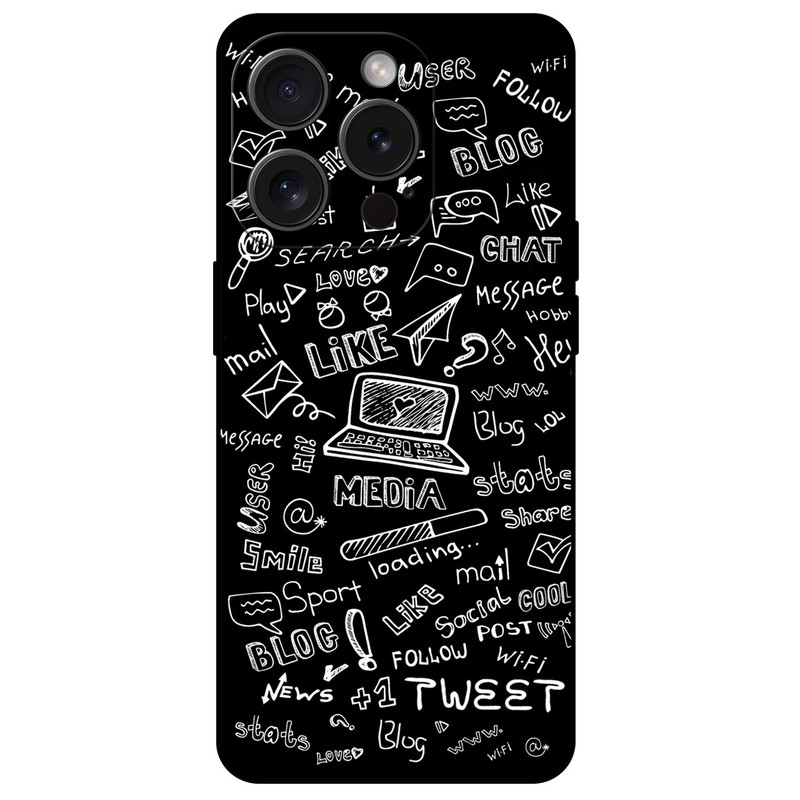 کاور مگافون طرح رسانه های اجتماعی مدل 1898 مناسب برای گوشی موبایل اپل iPhone 15 Pro 