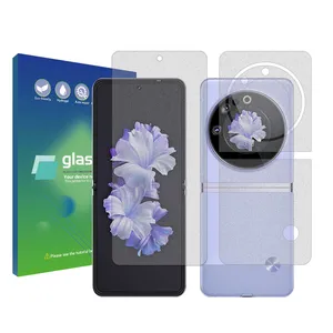 Glass pro Resistant model matte screen protector suitable for Tecno Phantom V Flip mobile phone along with the back of the phone