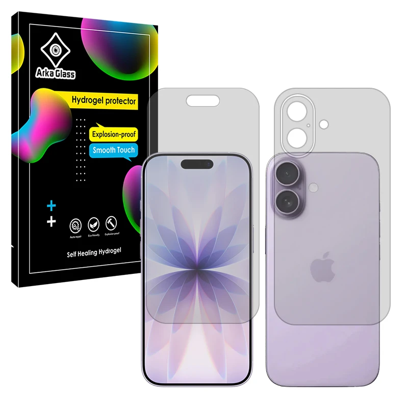 محافظ صفحه نمایش مات آرکا گلس مدل Tough مناسب برای گوشی موبایل اپل iPhone 17 به همراه محافظ پشت گوشی