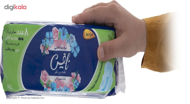 نوار بهداشتی نایس مدل کتانی سایز بزرگ بسته 8 عددی