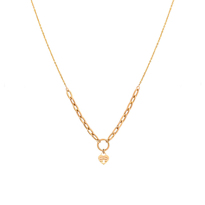 گردنبند طلا 18 عیار زنانه الی گالری مدل سوپرلایت قلب تیفانی تخت