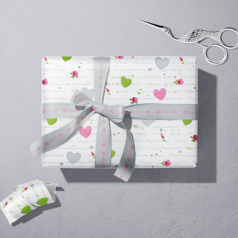 کاغذ کادو مدل صدفی طرح متن عشق بسته 2 عددی