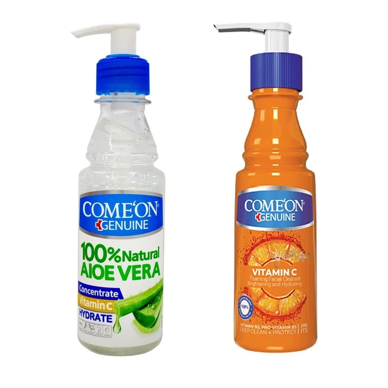 ژل آبرسان کامان مدل آلوئه ورا حجم 200 میلی لیتر به همراه کرم مرطوب کننده کامان مدل Vitamin C حجم 200 میلی لیتر
