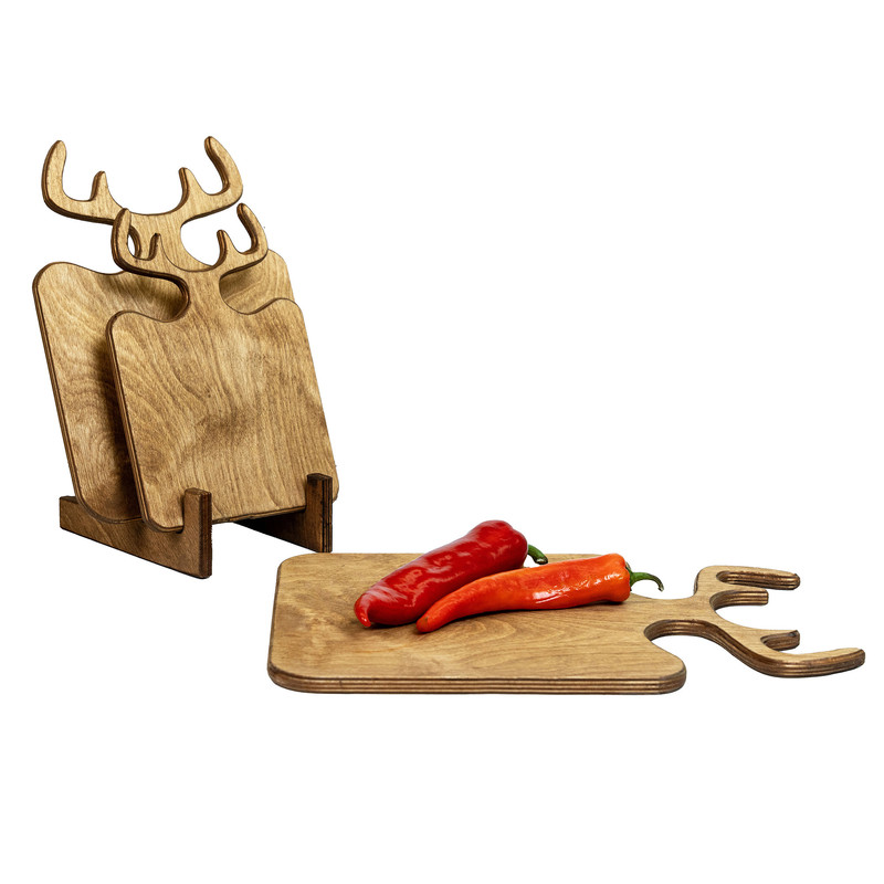 تخته گوشت مدل شاخ گوزنی جنس چوب طبیعی کد BP103 سه عددی