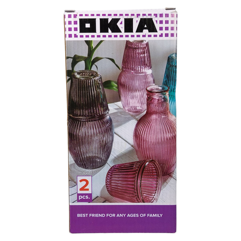 سرویس پارچ و لیوان 2 پارچه اکیا مدل خمبه ای