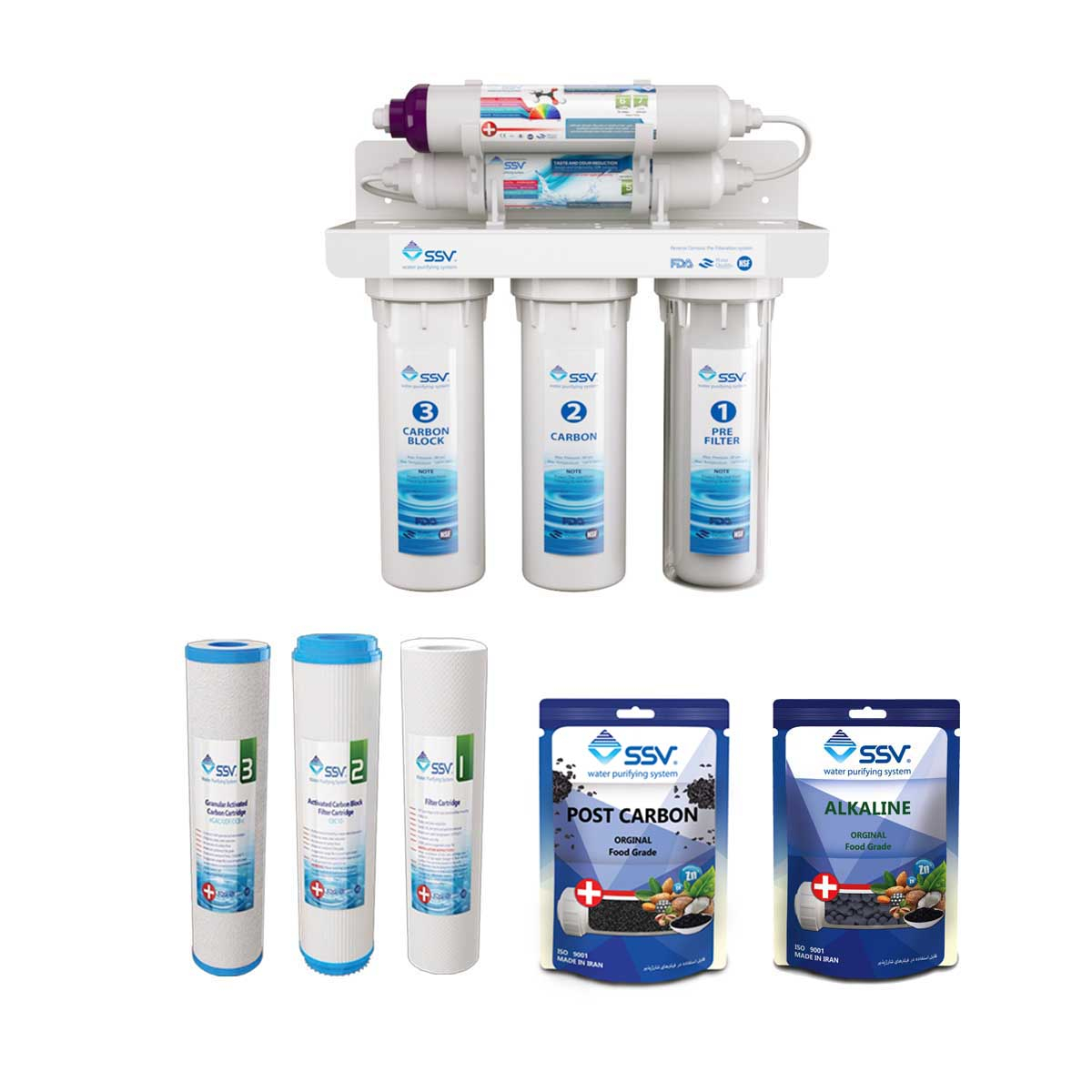 دستگاه تصفیه کننده آب اس اس وی مدل UltraJet X530 به همراه فیلتر یدک مجموعه 3 عددی و شارژ یدک