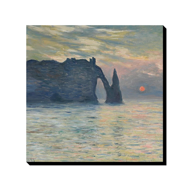 تابلو ترمه طراحان ایده طرح صخره های اترتات، غروب آفتاب از مونه کد art0206