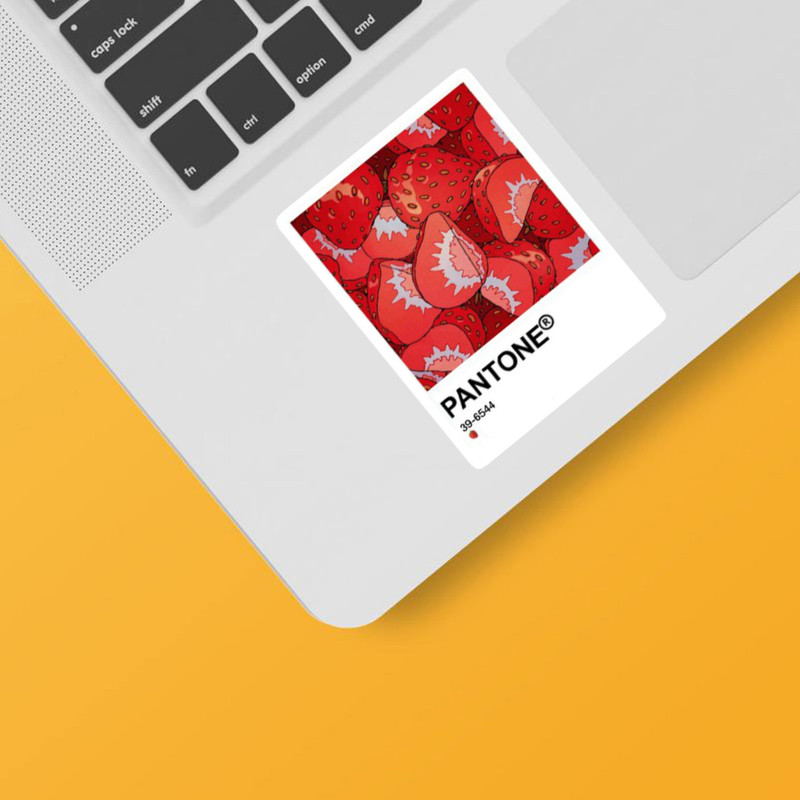 استیکر لپ تاپ و موبایل بووم طرح نقاشی پنتون مدل Strawberry  کد MR34