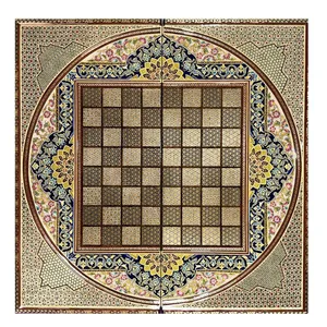 صفحه شطرنج خاتم کاری مدل روگرد نقاشی کد T9