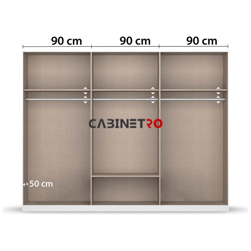 کمد لباس فلفور کابینت مدل آینه‌دار مدل S270cm MDF