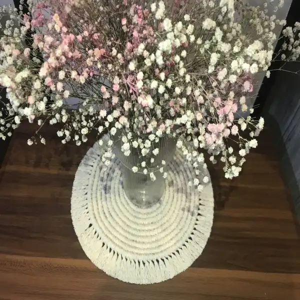 رومیزی بافتنی مدل مکرومه طرح خورشید