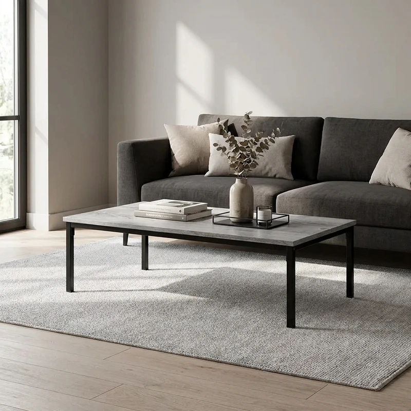 میز جلومبلی مستطیل با پایه فلز و صفحه MDF هیراد مدل J6-MDF