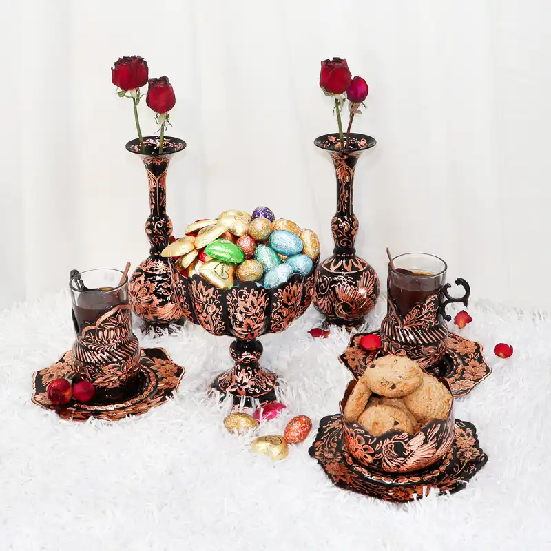 آجیل خوری مسی مدل الماس تراش طرح دالبری کد HQ1714