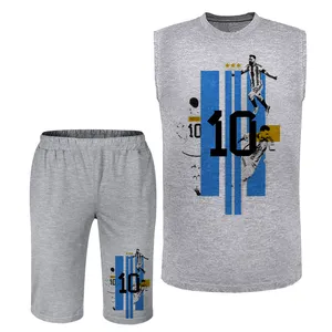 ست تاپ و شلوارک مردانه مدل مسی A500 رنگ طوسی