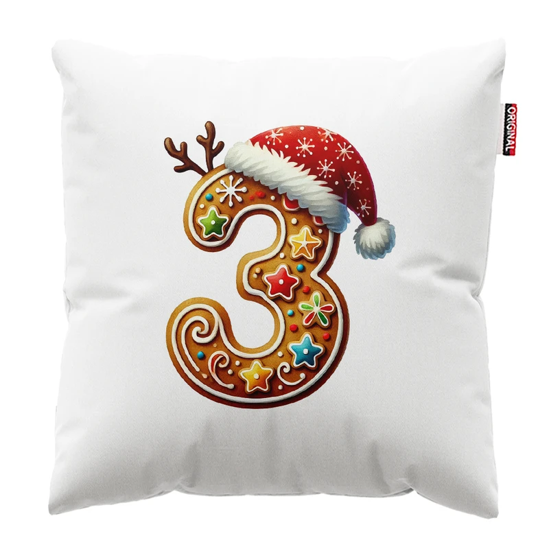 کوسن پاد آفرین مدل کریسمس طرح عدد سه کد PK402719 سایز 40*40 سانتی متر 