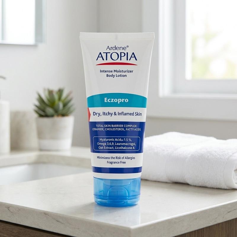 لوسیون مرطوب کننده بدن آردن آتوپیا مدل Eczopro ضد خشکی و اگزما، حاوی سرامید، هیالورونیک اسید و عصاره جو دو سر، مناسب پوست خشک و حساس حجم 200 میلی‌لیتر