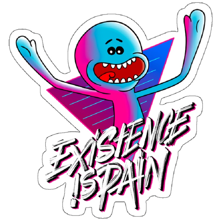 استیکر لپ تاپ مدل Existence is Pain mr meeseeks